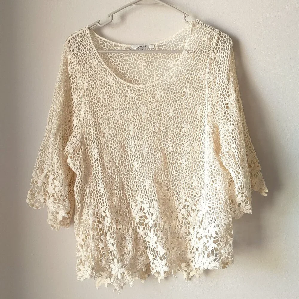 PAPAYA Crochet Floral Boho Top Size Medium - Picture 1 of 4